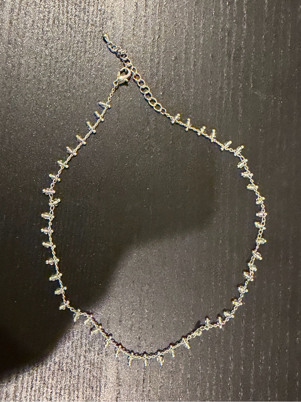 silver-toned bead and metal choker